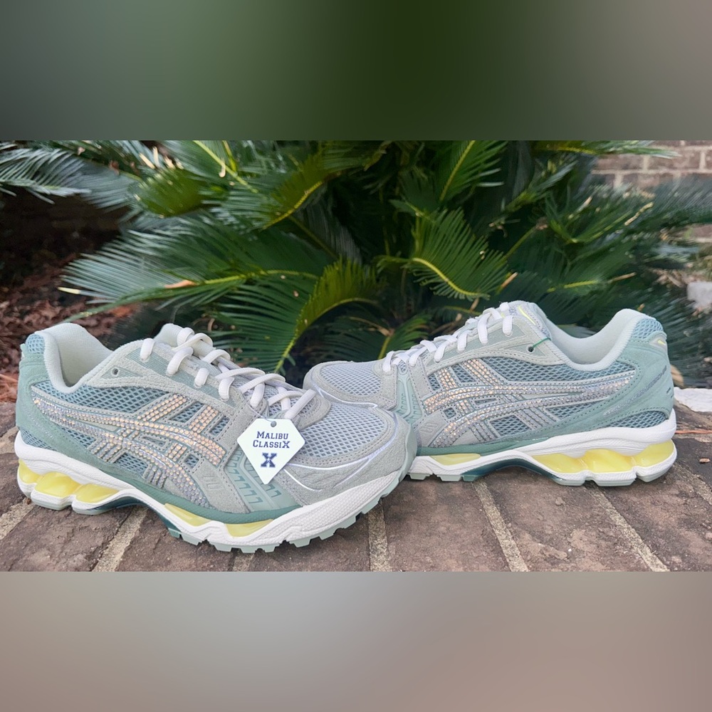 ASIC Gel Kayano 14 Olive Grey customized w/ Swarovski crystals New Various sizes